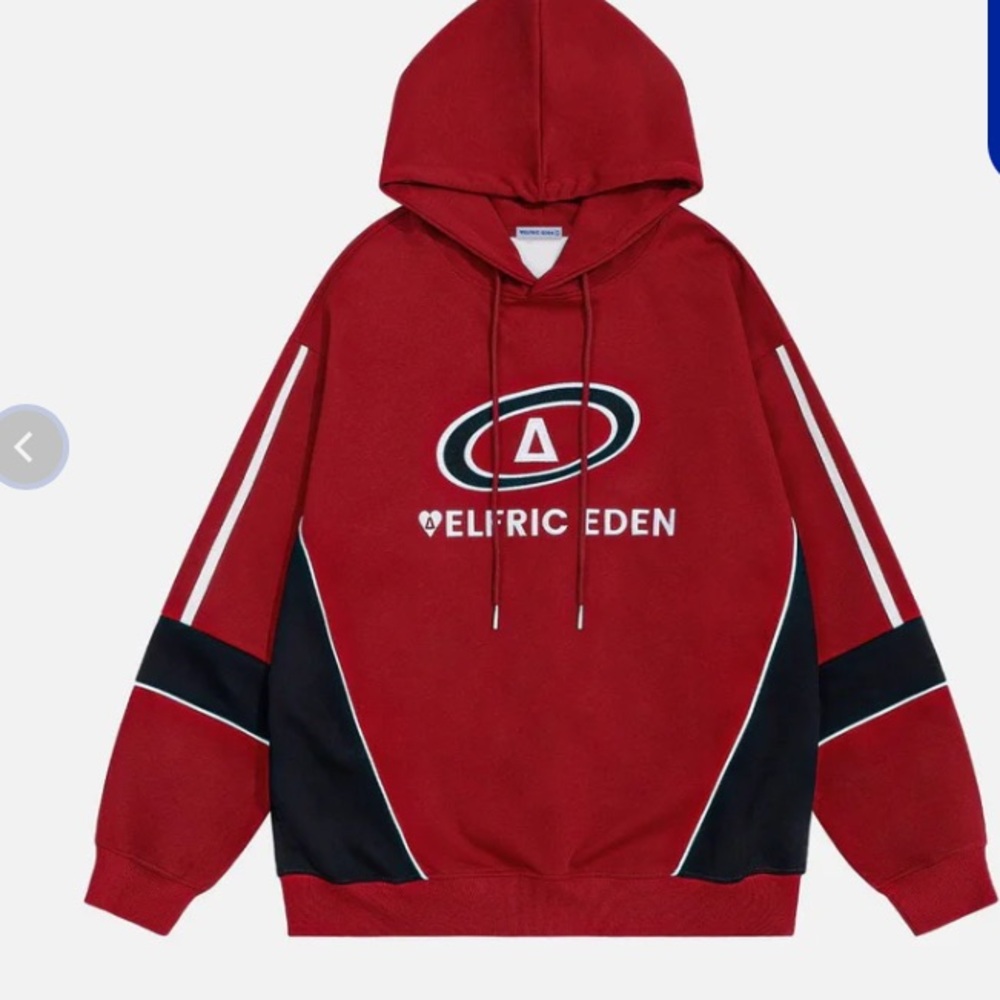 Aelfric Eden Mens Red Hoodie Large Grunge Streetwear Casual Elevated Basic